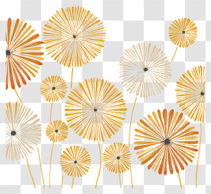 Golden Fireworks - Abstract Floral Pattern Design Transparent PNG