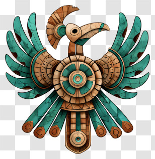 Quimbaya Civilization - Wooden Bird With Geometric Shapes Transparent PNG