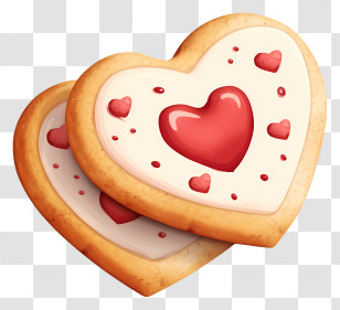 Minimalized Flat Vector Illustrate - Heart-Shaped Cookies With Decorative Design Transparent PNG