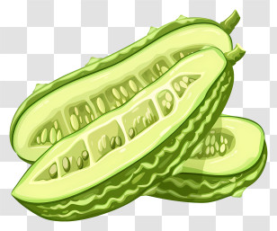 Bitter Melon - Freshly Sliced Gourd With Seeds Transparent PNG