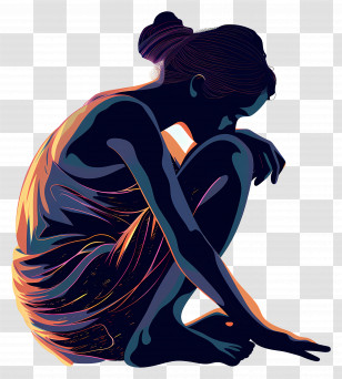 Sad Woman Silhouette - Colorful Silhouette Of A Person Transparent PNG