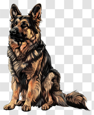 Shepherd Dog - Realistic German Shepherd Dog Illustration Transparent PNG