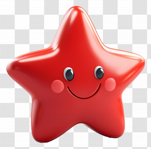 Party Star - Smiling Red Cartoon Star With Happy Face Transparent PNG