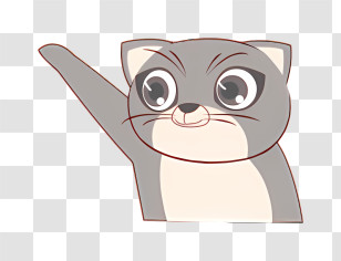 Cartoon Cat - Cartoon Ferret With Raised Paw Illustration Transparent PNG