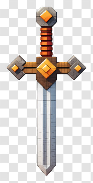 Minecraft Sword - Pixelated Sword With Gemstones Transparent PNG