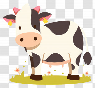 Cute Cow - Cute Cow In Pasture Transparent PNG