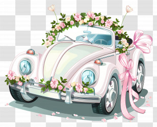 Wedding Car - Wedding Car With Flower Decorations Illustration Transparent PNG