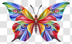 Cartoon - Colorful Vibrant Butterfly Illustration Transparent PNG