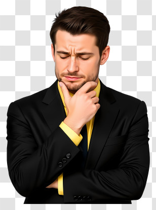 Tired Businessman - Pensive Businessman In Black Suit Transparent PNG