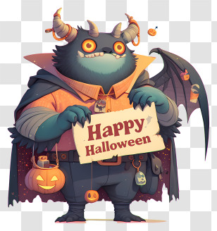Happy Halloween Monster - Halloween Monster With Sign Transparent PNG