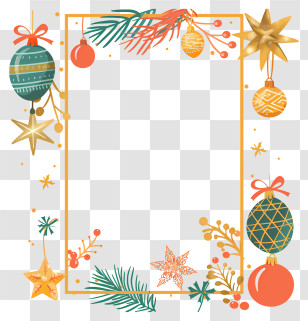 Christmas Frame - Festive Border With Holiday Decorations Transparent PNG