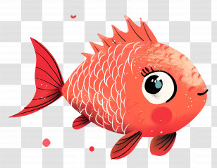 Cartoon Red Fish - Cute Cartoon-Style Red Fish Transparent PNG