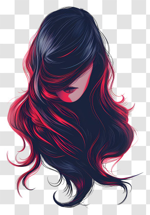 Wig - Black And Red Hair Illustration Transparent PNG