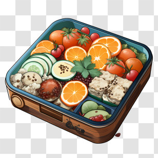Bento Box - Healthy Bento Box With Fruits And Vegetables Transparent PNG