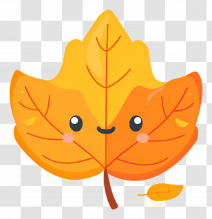 Single Leaf - Smiling Autumn Leaf Cartoon Transparent PNG