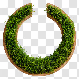 Green Grass - Decorative Grass Ring With Wooden Base Transparent PNG