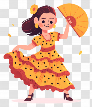 Flamenco Dancing - Flamenco Dancer In Yellow Dress Transparent PNG