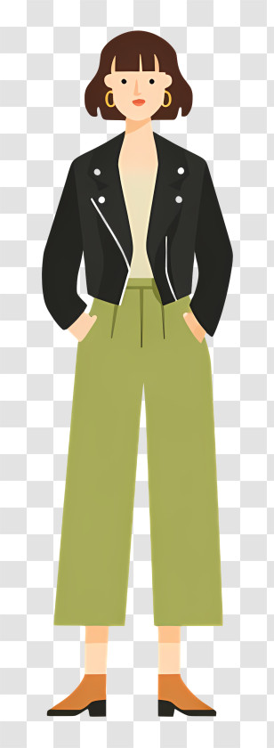 Woman Wearing Black Jacket - Woman In Leather Jacket Illustration Transparent PNG