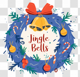 Jingle Bells - Christmas Wreath With Bells And Bow Design Transparent PNG