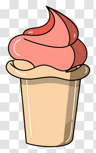 Whipped Cream - Pink Ice Cream Cone In Cute Illustration Transparent PNG