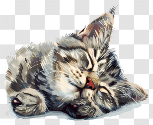 Sleeping Cat - Cute Sleeping Kitten Transparent PNG