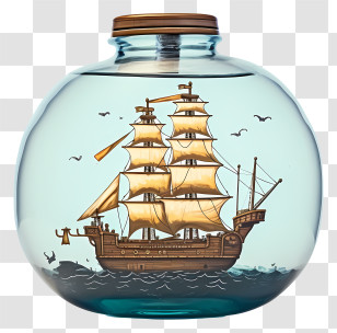 Glass Jar - Ship Inside A Bottle Artwork Transparent PNG