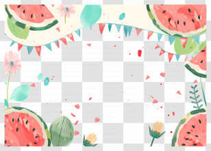 Summer Background - Watermelon-Themed Border For Summer Design Transparent PNG