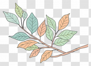 Tree Branch - Branch With Colorful Leaves Transparent PNG