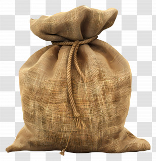Burlap Sack - Illustration Of A Rope-Tied Burlap Bag Transparent PNG