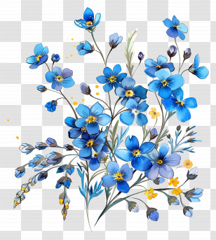 Forget Me Not Flower - Beautiful Blue Floral Illustration Transparent PNG