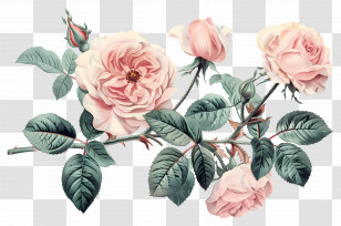 Vintage Roses - Romantic Pink Roses Illustration Transparent PNG