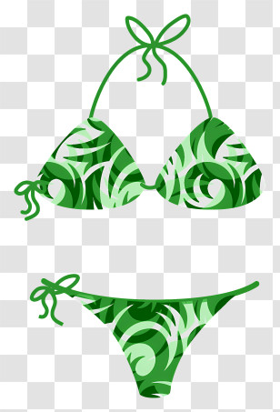 Swimsuit - Green Pattern Bikini Transparent PNG