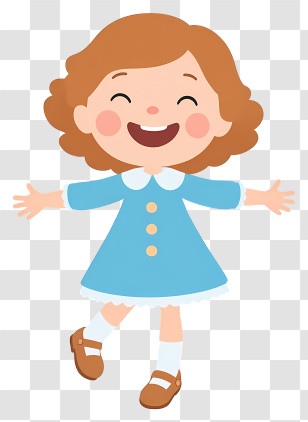 Little Girl Dancing - Joyful Little Girl In Blue Dress Transparent PNG