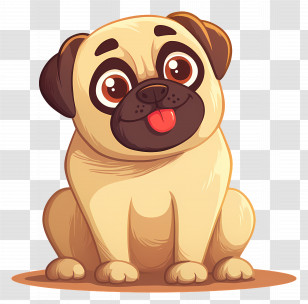 Cute Pug Puppy - Adorable Cartoon Pug With Large Eyes Transparent PNG