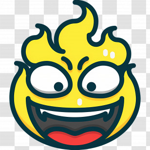 Fire Emoji - Cartoon Flame Face Transparent PNG