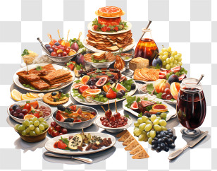 Buffet Day - Dining Table With Festive Feast Transparent PNG