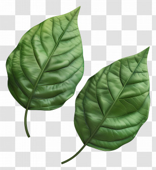 Green Leaf - Pair Of Green Leaves With Veins Transparent PNG