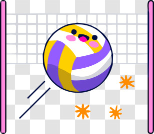 Icon - Cute Volleyball Cartoon Illustration Transparent PNG
