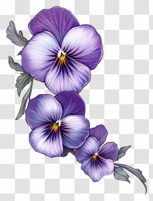 Viola Border - Purple Flowers With Leaves Transparent PNG