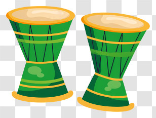 Bata Drum - Pair Of Green Dhol Drums Transparent PNG