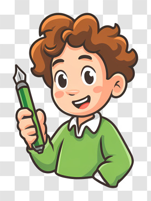 Kid Holding Pen - Boy Holding Pen Transparent PNG