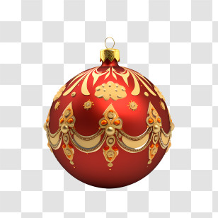 Christmas Ball - Red And Gold Christmas Ornament Illustration Transparent PNG