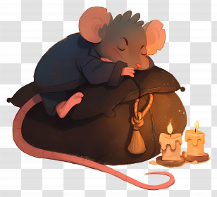 Good Night - Sleeping Mouse With Candles Transparent PNG