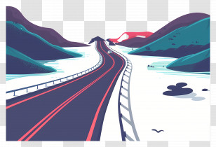 Highway Landscape - Scenic Road Through Mountains Transparent PNG