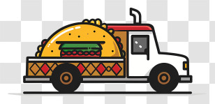 Taco Truck - Cartoon Pickup Truck With Taco On Top Transparent PNG