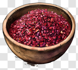 Red Crushed Seasoning In Wooden Bowl - Red Crushed Seasoning In Wooden Bowl Transparent PNG