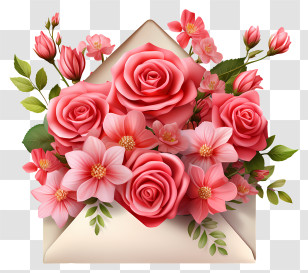Envelope - Pink Floral Bouquet In Envelope For Special Occasions Transparent PNG