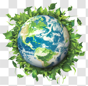 Earth Day - Earth With Green Leaves For Earth Day Transparent PNG