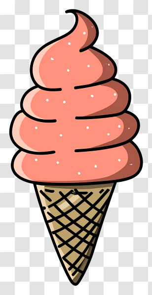 Red Ice Cream Cone - Pink Ice Cream Cone In Waffle Shell Transparent PNG