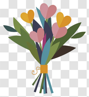 Tulip Bouquet - Colorful Flower Bouquet Transparent PNG